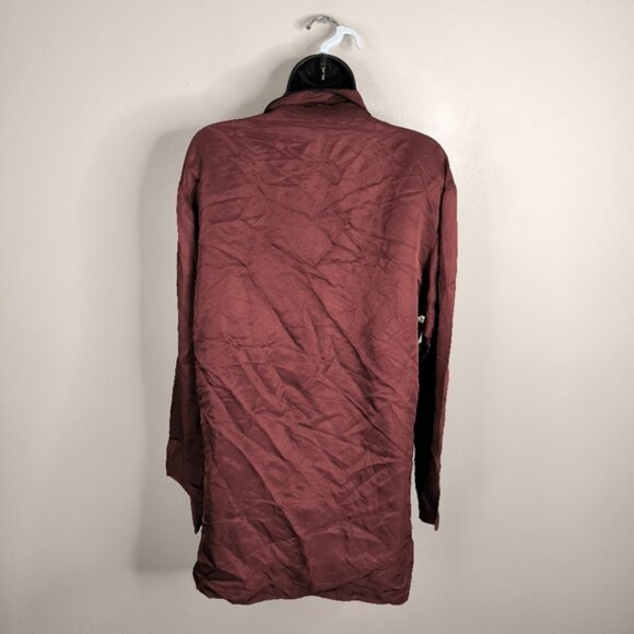 NWT Aritzia Wilfred Murol Preppy Oversized Sleek Truffle Black Pipping Shirt M - Picture 3 of 11